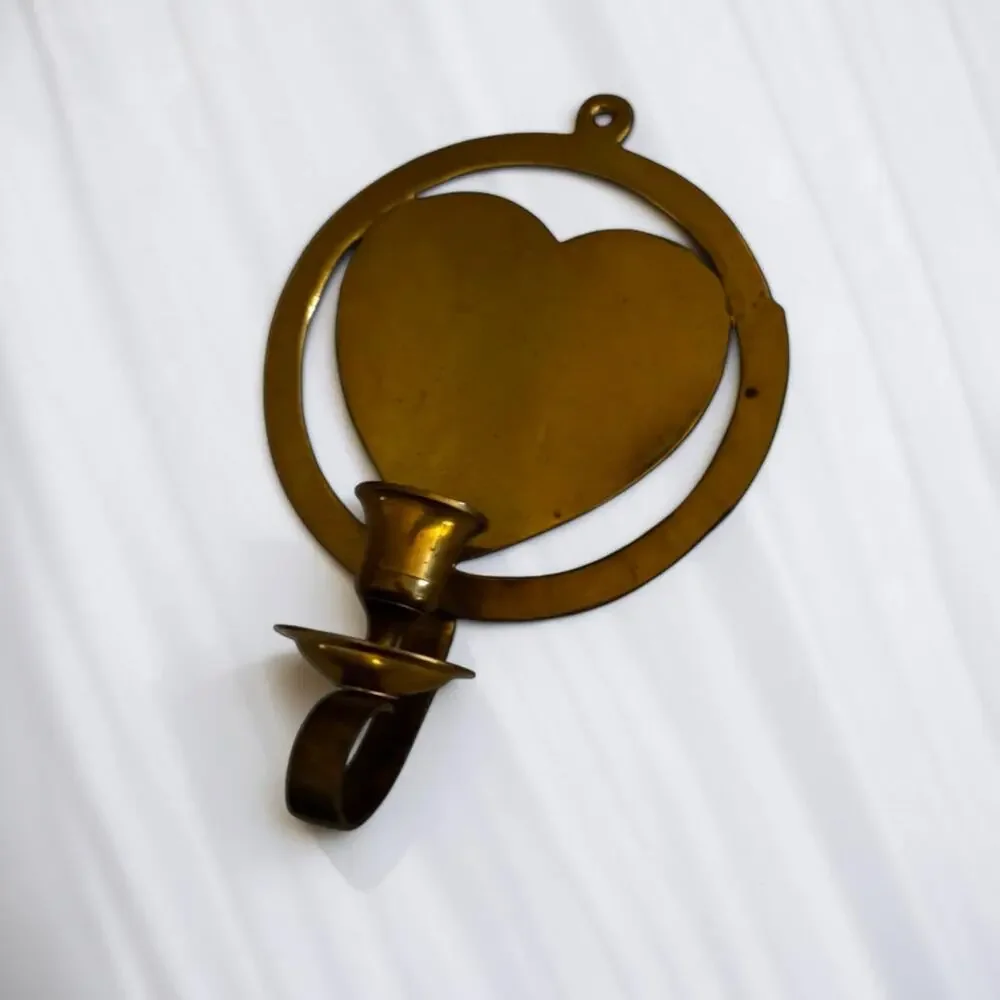 Vintage Solid Brass Heart Wall Sconce Candle Holder Liards Ltd